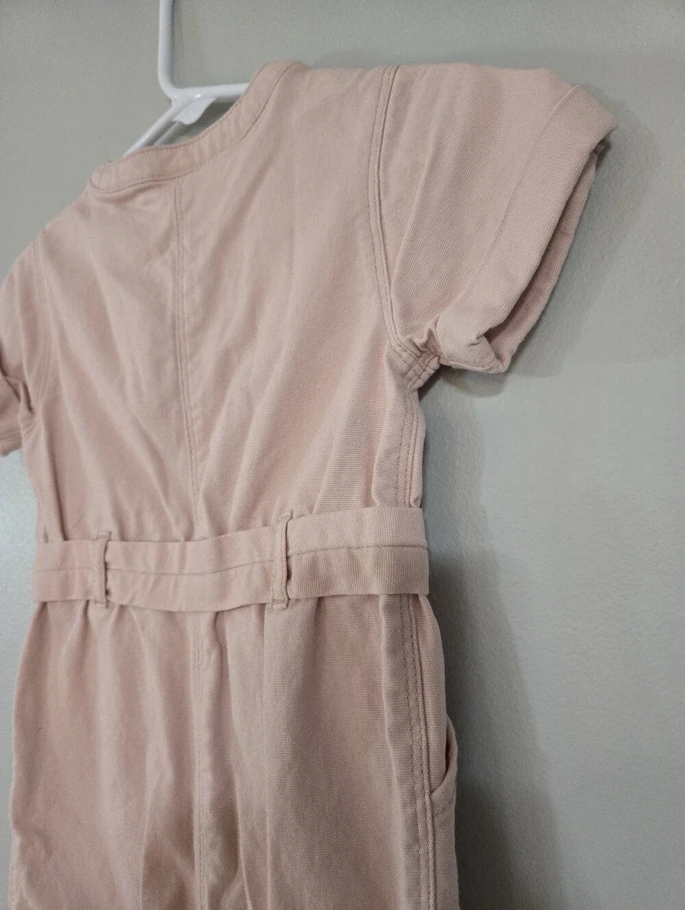 Old Navy Baby Girls Pink Utility Jumpsuit Romper 12-18M Belted Button Front